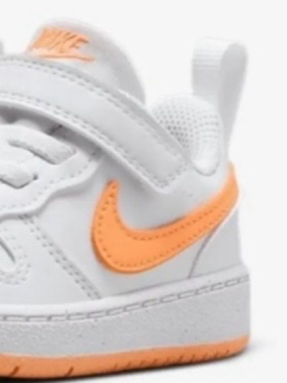 NWT- Nike Kids Court Borough Low Sneakers in White and Orange - Picture 3 of 8